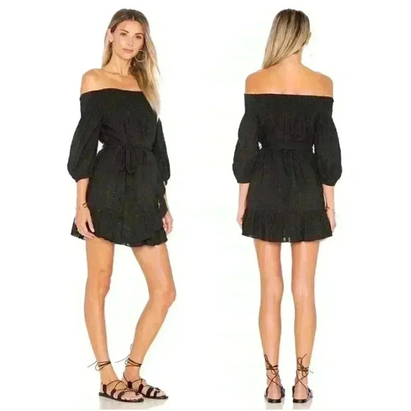 NEW Tularosa Maida Faux Wrap Ruffle Silver Dot and Black Dress Clubbing Party - Picture 1 of 7
